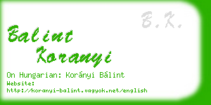 balint koranyi business card