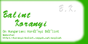 balint koranyi business card